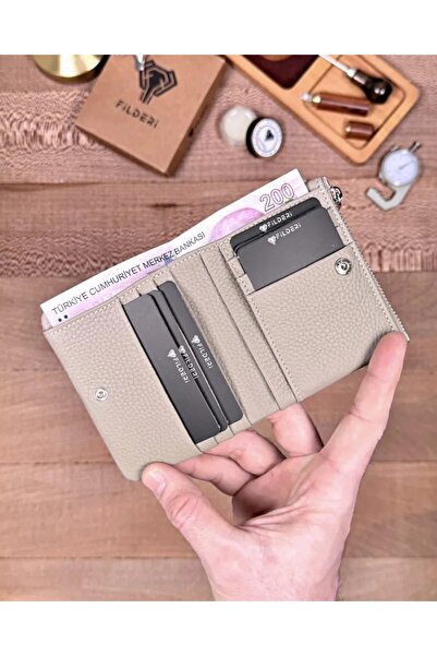 Fil Deri Genuine Leather Wallet with Coin Compartment and Zipper 2140