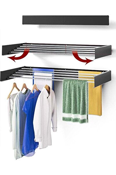 Yelajoy Collapsible Wall Mounted Clothes Drying Rack, 5 Aluminum Rods, 60 lb ...