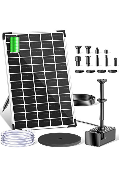 Biling Fantana solara 12W cu baterie 5000 mAh, 10 duze si 10 stiluri de fanta...