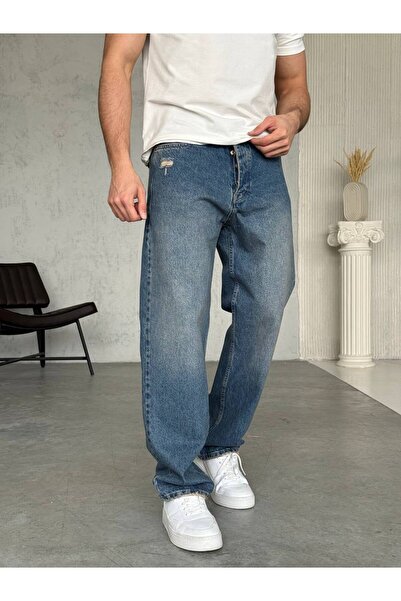 Wonraces Men's Baggy Detailed Distressed Denim Trousers