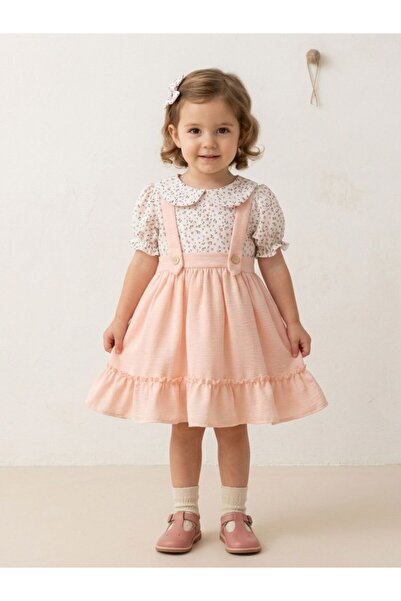 Cherrys Bebek Printed Salopet Girls' Dress