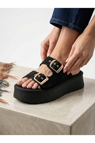 BOA Жіночі літні чорні капці на платформі з пряжкою