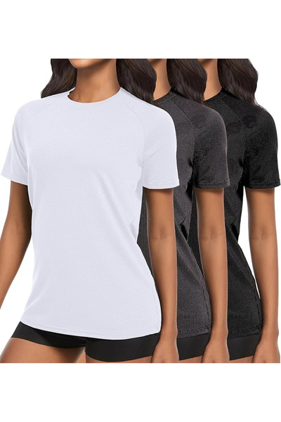 OEM Breathable sports T-shirts, slim fit, grey/black/white, 2XL, set of 3 pcs
