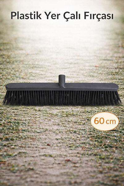 Badem10 Sapsız Plastik Çalı Fırçası 60 cm Dayanıklı Sert Kıllı Bahçe Süpürges...