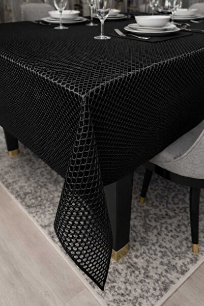 yek home tekstil evinizin her yerinde مفرش طاولة فاخر من القش الأسود مغطى بطب...