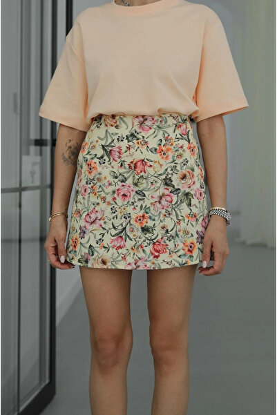 My Blog Pink-Yellow Patterned Mini Skirt - 251151