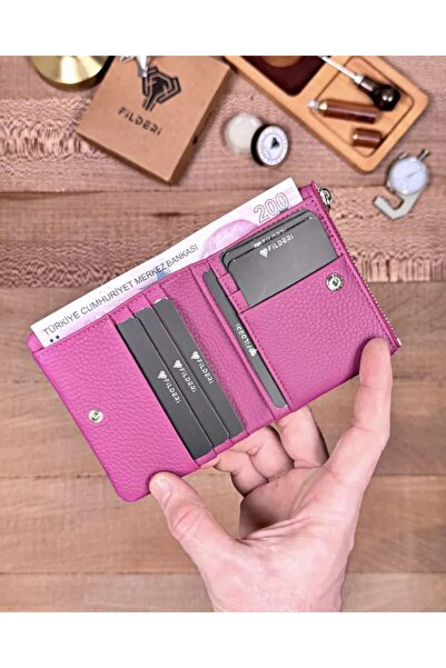 Fil Deri Genuine Leather Wallet with Coin Compartment and Zipper 2140