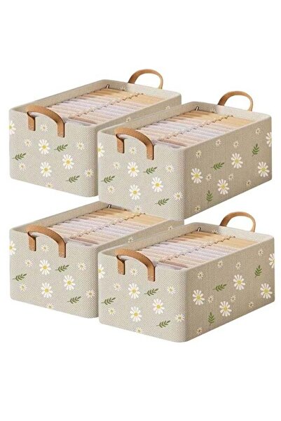 Yelajoy 4 Pcs Storage Box Clothes Organisers,Foldable Storage Basket with Han...