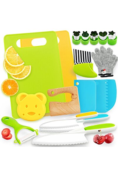 Yelajoy 19-Piece Kids Cooking Set, Toddler Safe Utensils, Montessori Kitchen ...