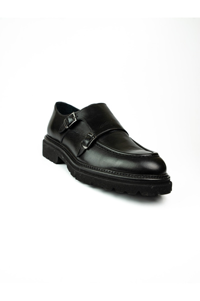 JAMES FRANCO 156 Black Leather Buckle Men's Classic Shoes