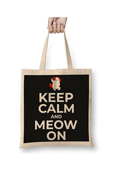 dekado Cat Cats Keep Calm And Meow On Cloth Bag Long Handle