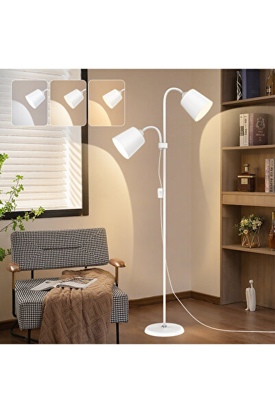 Sumkyle مصباح أرضي قابل للتعتيم، مصباح أرضي بإضاءتين لغرفة المعيشة، مناسب لغر...