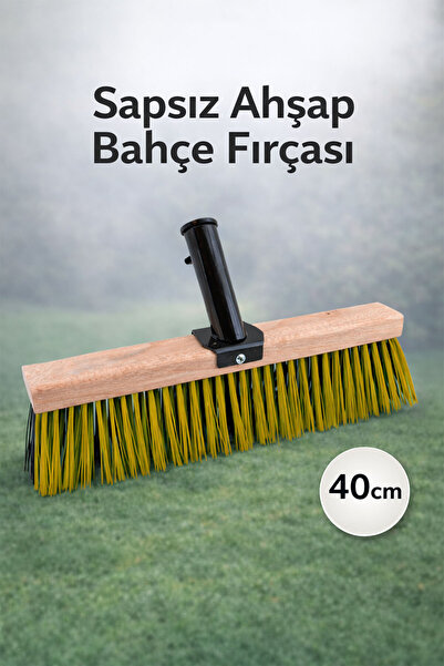 Badem10 Sapsız Ahşap Bahçe Fırçası 40 cm Dayanıklı Sert Kıllı Yaprak Toplama ...