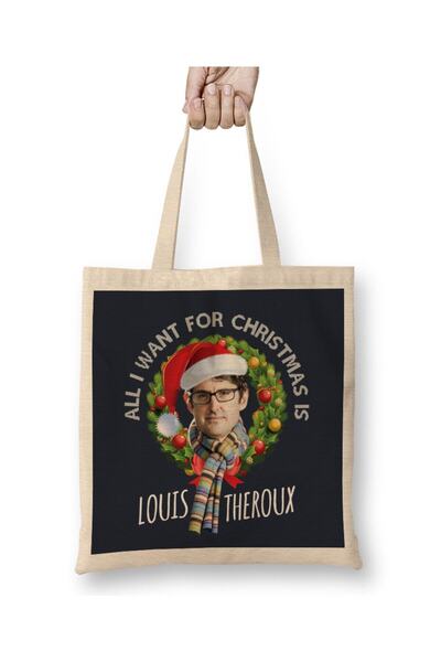 dekado حقيبة قماش Wreath All I Want For Christmas Is Louis Theroux بمقبض طويل