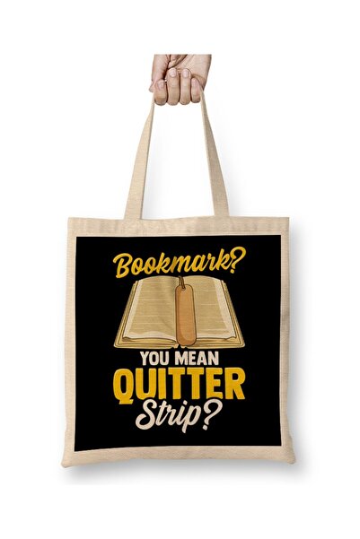 dekado حقيبة قماش Bookmark You Mean Quitter Strip Bookworm Pun بمقبض طويل