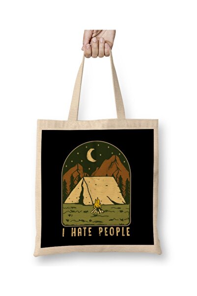 dekado I Hate People Funny Nature Camping Outdoors Tote Bag Long Handle
