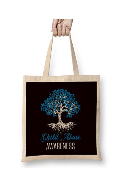 dekado Child Abuse Awareness Tree Blue Ribbon April Child Welfare Cloth Bag L...