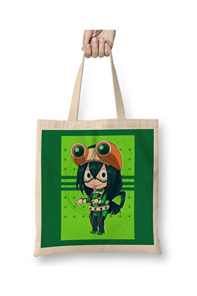 Generic Brand حقيبة قماش Boku No Hero Asui Tsyu بمقبض طويل