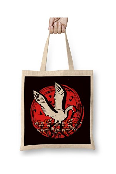 dekado حقيبة قماش على شكل علم ياباني من ماركة Stork Crane Sakura Japan Art Na...