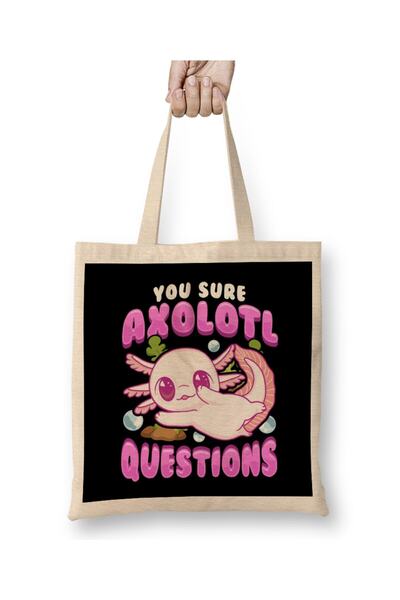 dekado حقيبة قماش Funny You Sure Axolotl أسئلة المشي على شكل سمكة بمقبض طويل