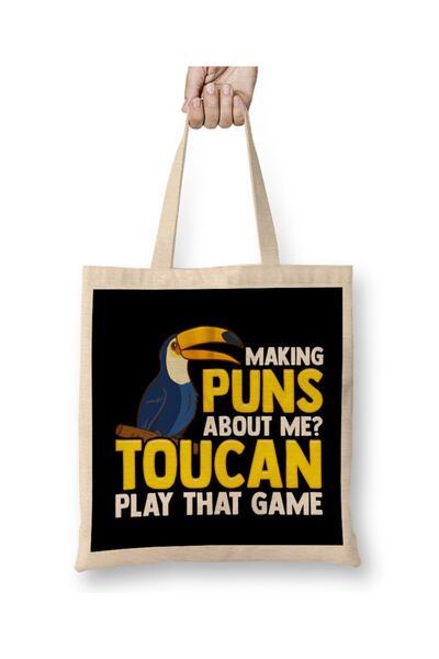dekado حقيبة من القماش ذات مقبض طويل من Making Puns About Me Toucan Play That...