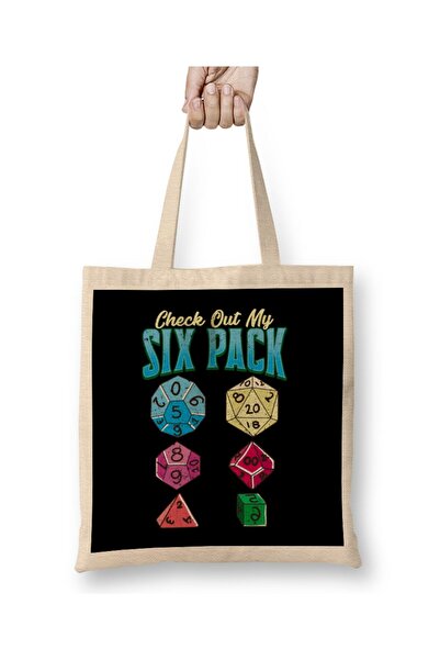 Generic Brand Funny Check Out My Six Pack RPG Gaming Dice Pun Tote Bag Long H...