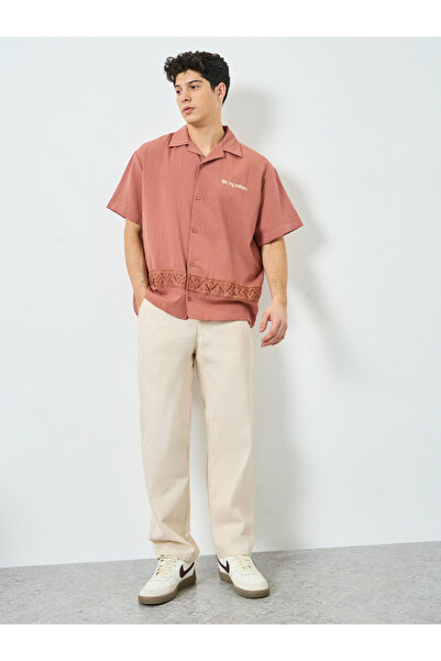 Styli Men Beige Cotton Relaxed Fit Pants