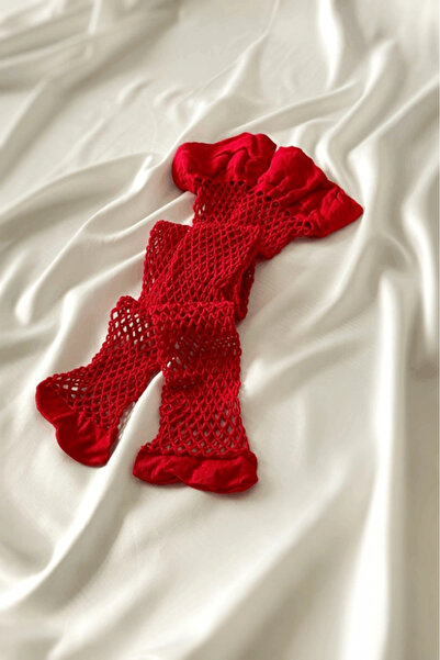 Gece İncisi Red Wide Mesh Garter Stockings