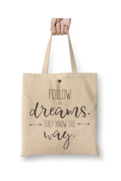Generic Brand حقيبة قماش Znn Follow Dreams بمقبض طويل