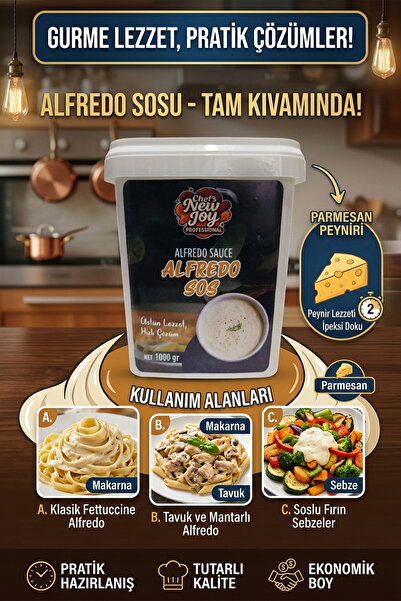 chef's new joy professional Alfredo Sos 1000 gr Makarna Sosu Toz Parmesan Lezzeti