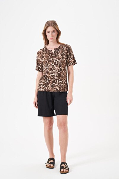 PJS Women's Brown Shorts Set 29003