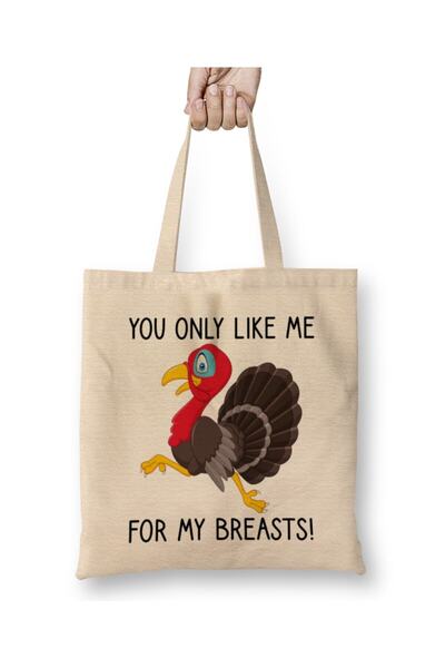dekado حقيبة قماش مضحكة من You Only Like Me For My Breasts بمقبض طويل