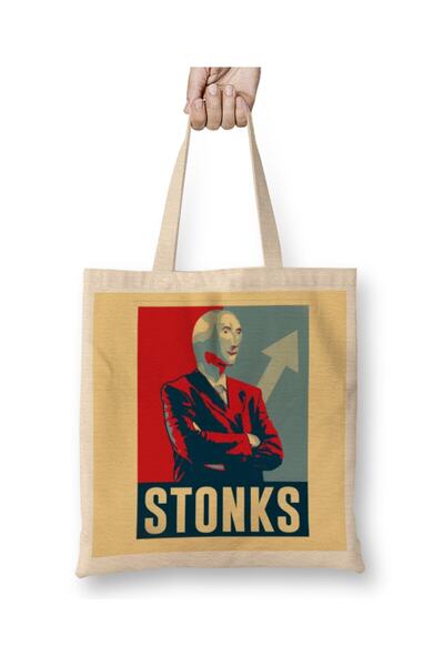 dekado Stonks Vintage Aesthetic 01 Cloth Bag Long Handle