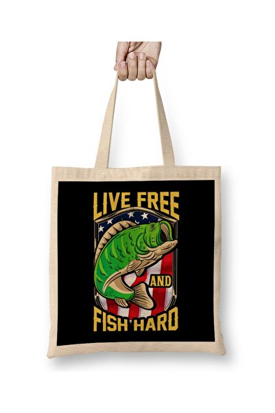 dekado حقيبة حمل من Live Free and Fish Hard Fishing National Fisher بمقبض طويل