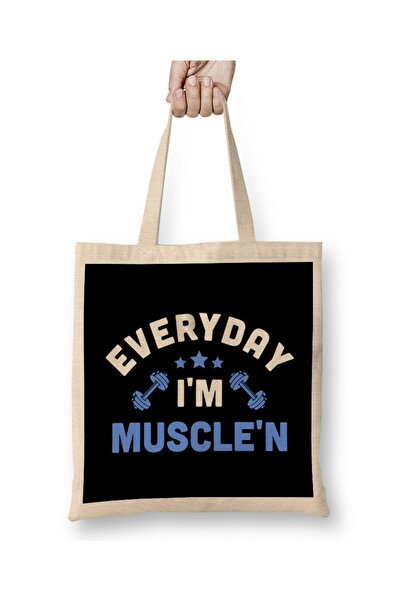 dekado حقيبة قماش مضحكة من Everyday I'm Muscle'n لرفع الأثقال في صالة الألعاب...