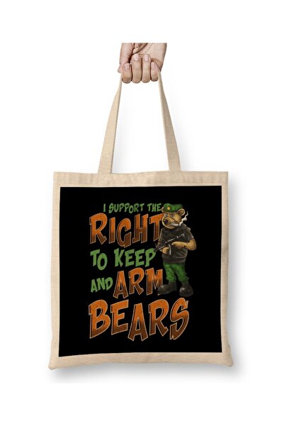 dekado I Support The Right To Arm Bears 2nd Amendment Pun Tote Bag Long Handle