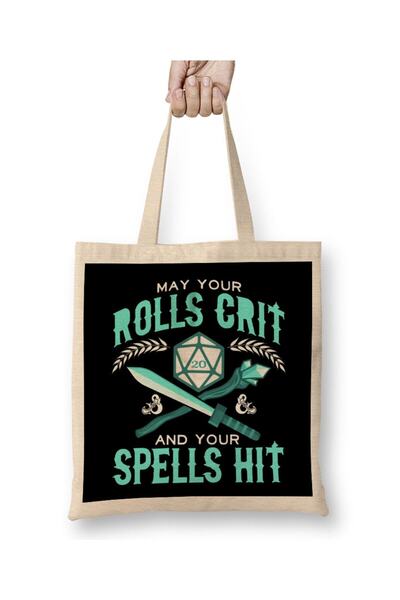 dekado May Your Rolls Crit And Your Spells Hit Cloth Bag Long Handle