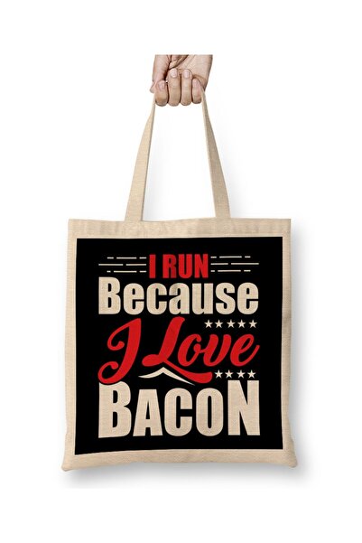 dekado حقيبة حمل ذات مقبض طويل من I Run Because I Love Bacon for Runners