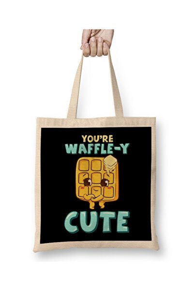 dekado حقيبة حمل من Funny You're Waffle-y Cute Waffle Breakfast Pun بمقبض طويل