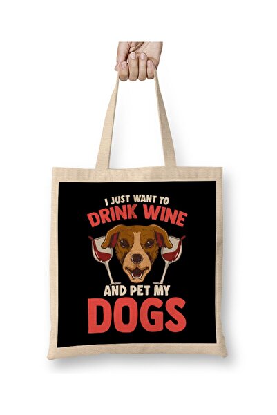 dekado أريد فقط أن أشرب النبيذ والحيوانات الأليفة My Dogs Wino حقيبة قماش ذات...