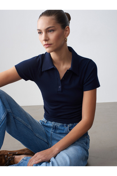 Dilvin 32614 Μπλουζάκι με γιακά πόλο - Σκούρο Μπλε