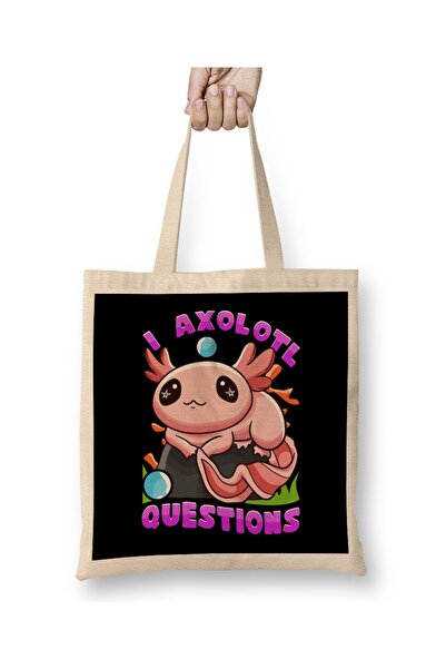 dekado أنا Axolotl أسئلة أنا أسأل مجموعة من الأسئلة بون حقيبة القماش مقبض طويل