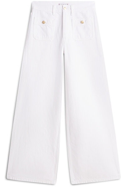 Tommy Hilfiger DNM CLR 70'S WIDE LEG HW Kadın Beyaz Denim Pantolon - WW0WW48576
