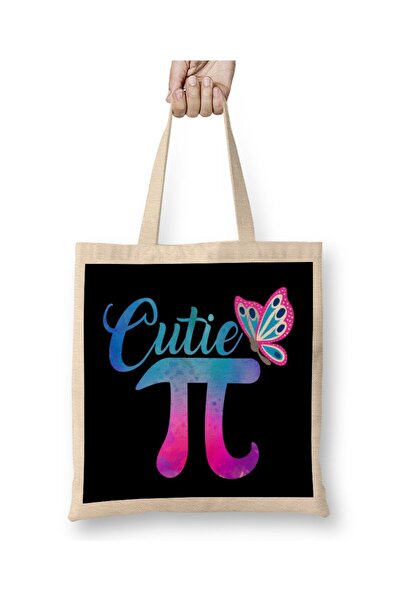 dekado Cute & Funny Cutie Pi Math Pie Butterfly Math Pun Cloth Bag Long Handle