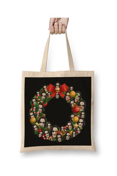 dekado حقيبة قماش The Crow Multiface Christmas Wreath بمقبض طويل