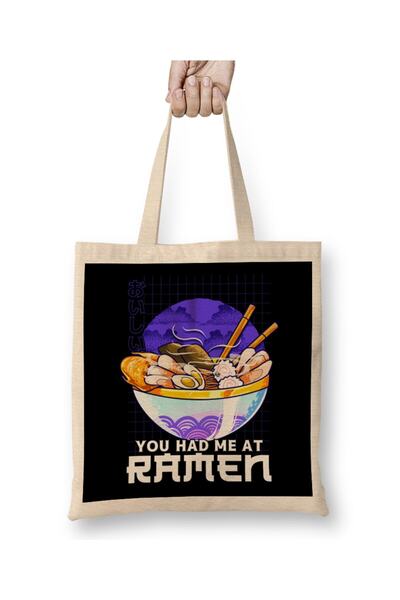 dekado حقيبة حمل مضحكة You Had Me At Ramen Anime Kawaii Noodles Pun بمقبض طويل