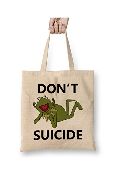 dekado حقيبة قماش Meme Don't Kermit Suicide بمقبض طويل