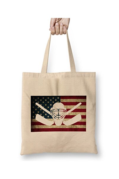dekado American Flag Hockey Goalie USA Ice Hockey Tote Bag Long Handle