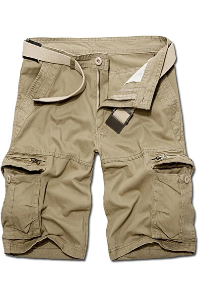 OEM Cream cargo shorts for men, lightweight, breathable, 32