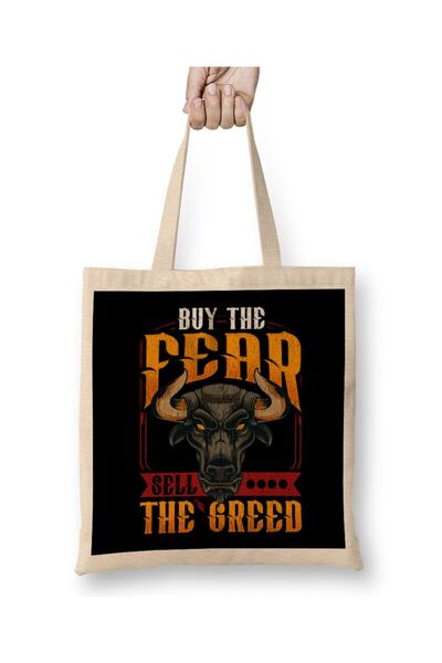 dekado Buy The Fear Sell The Greed Trading Investing Bull Tote Bag Long Handle